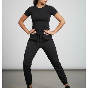 Pink Victoria's Secret Joggers Relay Knit 28” Inseam Black Size Medium NWT